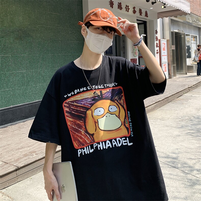 2025夏装小清新港风T恤潮流学生宽松大码百搭潮男短袖T2261-P28,男装T恤,电商B295