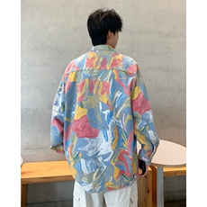 水墨涂鸦外套男春季潮牌痞帅炸街夹克JX219P75，男装夹克，星座1116-2