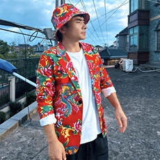 XZ01秋文艺男大码宽松西服东北大花潮牌开衫男女风民族特色，男装西服，星座115A-2