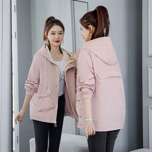 【现货】刺绣外套女装ins春秋季2024韩版宽松bf风衣短款工装夹克图片
