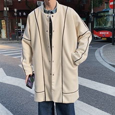 麂皮绒立领风衣潮流宽松韩版外套大衣男士中长款FY02-p128，男装风衣，电商B288