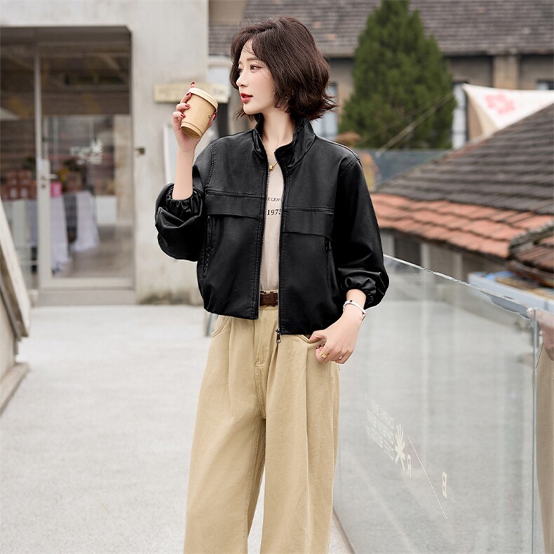 【大BAO款主推引流款】2025年春秋季新款小个子端海宁皮夹克女,女装皮衣,美拉德工厂直营店