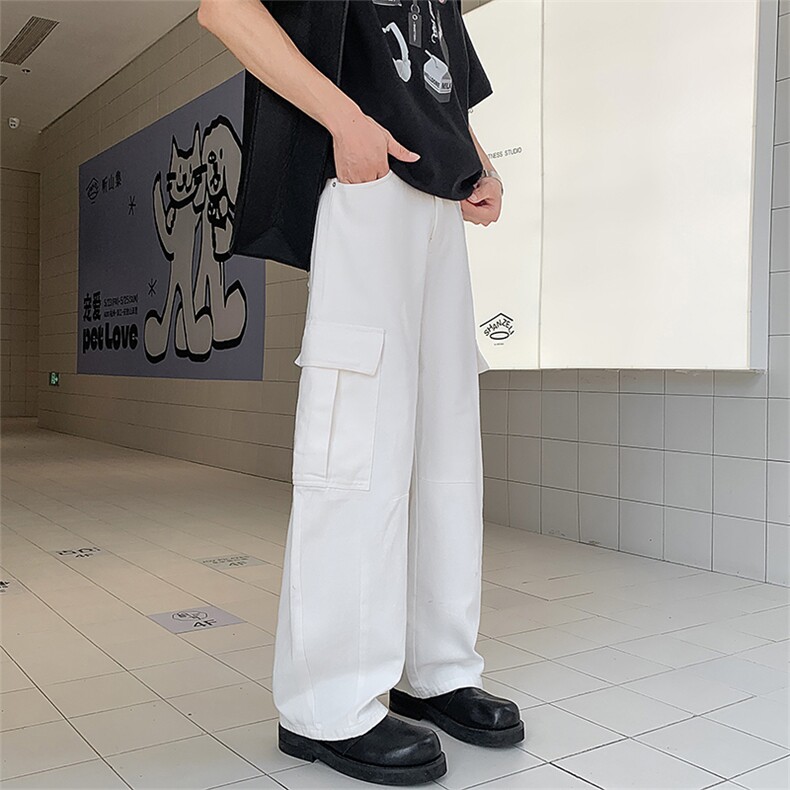 现货山本高街白色弯刀休闲牛仔裤美式直筒长裤610A-1-YK565-P60,男装牛仔裤,星座610A-1