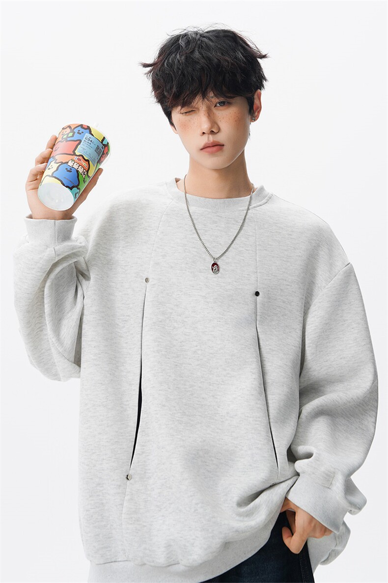 WY10152-特P45控78小众撞色拼接破缝假两件大码男大码情侣卫衣,男装卫衣,电商A059