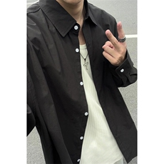 蓝色衬衫男长袖韩版潮流痞帅休闲宽松衬衣外套C2250-特价P47，男装衬衫，电商A007