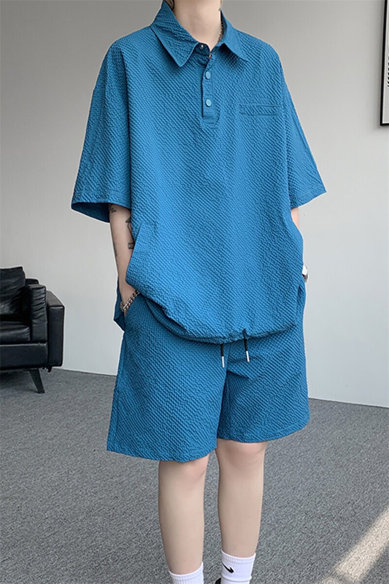 8XL-M日系工装短袖衬衫男夏季POLO衫t恤休闲运动套装TZ38004特P55,男装Polo衫,电商B312