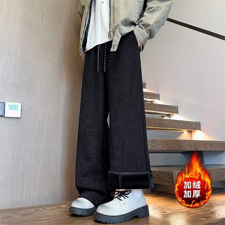 冬季加绒暗纹休闲裤扎染肌理美式休闲直筒裤男5D2119-TP3268，男装卫衣，电商A102