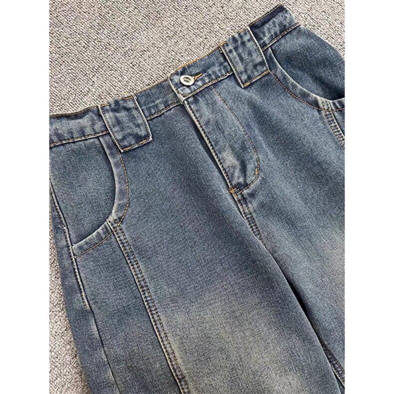美式弯刀阔腿牛仔裤男女春秋季cleanfit设计感长裤子WLA1177-P45,男装牛仔裤,星座1008