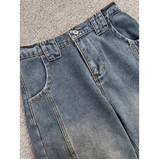 美式弯刀阔腿牛仔裤男女春秋季cleanfit设计感长裤子WLA1177-P45，男装牛仔裤，星座1008