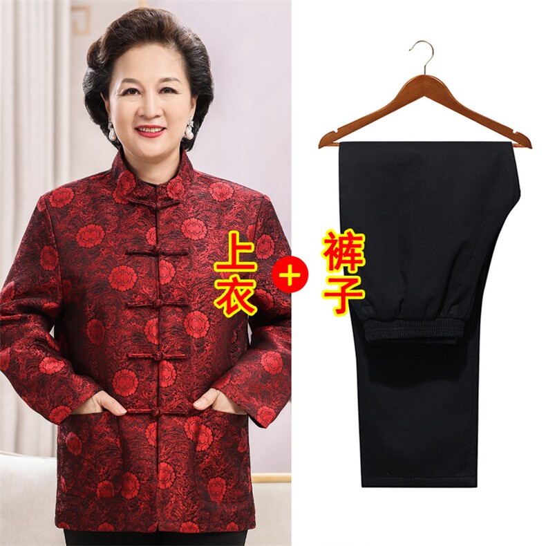 常货春秋中老年情侣装唐装外套爷爷奶奶生日宴会老人过寿服装套装,男装休闲套装,钱塘723