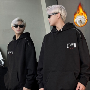 现货WY624-P45加绒小恶魔克重磅连帽卫衣男美式高街潮牌外套图片