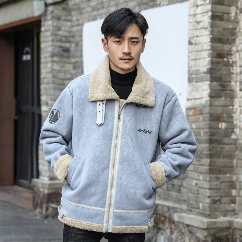 1模特外景冬季皮毛一体男加绒加厚夹克外套Z1929-P260大码M-5XL,男装夹克,电商D308