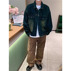 美式复古水洗牛仔外套短款宽松潮流春秋设计感牛仔衣休闲~N3332，男装夹克，星座601-2