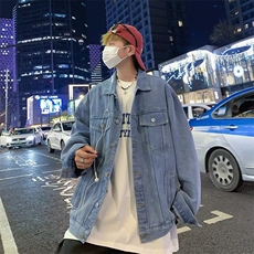 牛仔外套男潮牌BF港风痞帅网红夹克宽松百搭情侣款上衣JK8824，男装夹克，星座1116A-1（原606A）