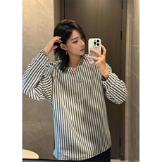 美式高街千鸟格子长袖T恤男女亨利V领英伦雅痞休闲宽松长袖打底衫，男装T恤，电商A443