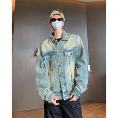 美式高街水洗做旧牛仔外套男秋复古痞帅宽松翻领夹克JK08853-P63，男装夹克，星座308B-2