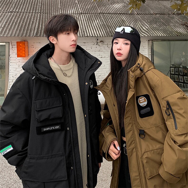 情侣羽绒服90绒 D5164-TP230 328 冬季连帽大口袋外套男女图片