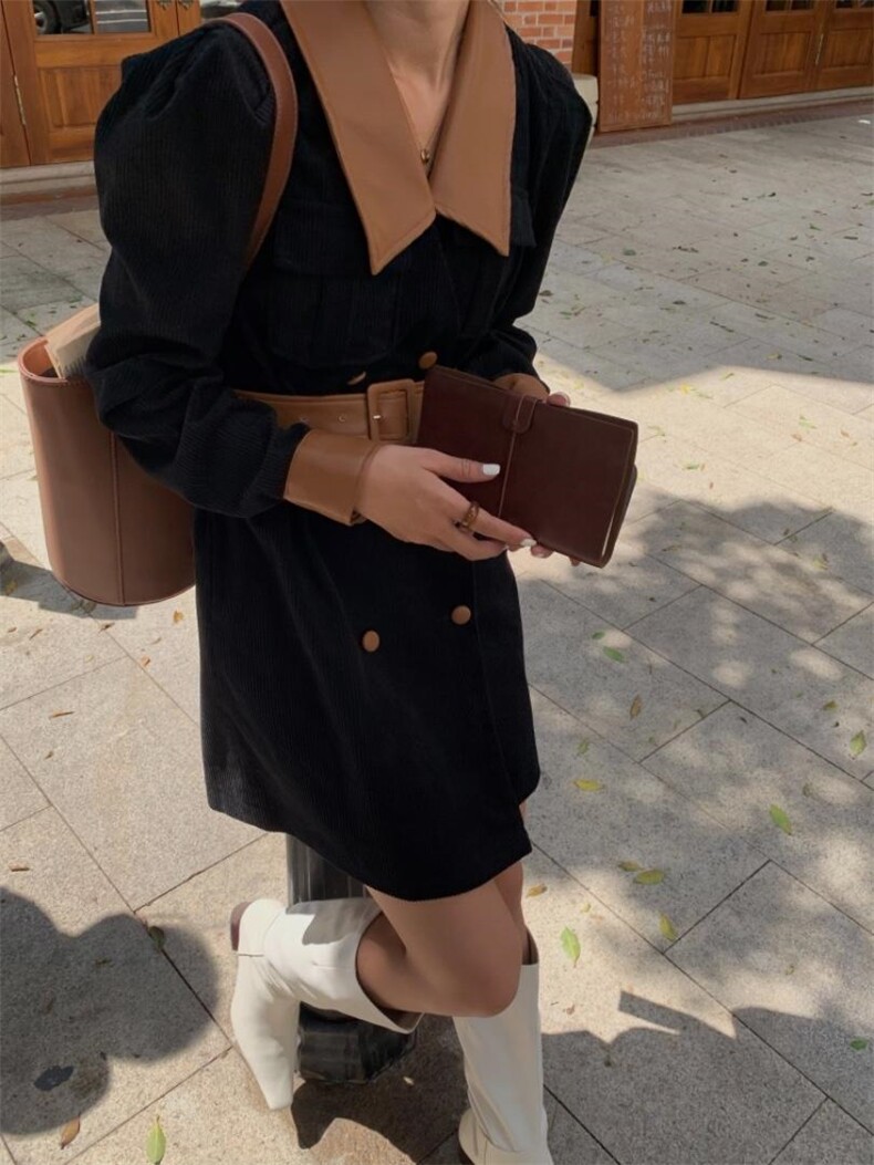 现货秋款复古连衣裙，女装连衣裙，MJJ