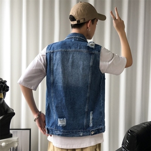 牛仔马甲男士坎肩外套背心马夹蓝色 XZ1112-816-P55图片