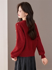 慵懒风V领镂空细闪慵懒针织衫高级感2025秋季新款韩系别致上衣女，女装羊毛衫，艾米