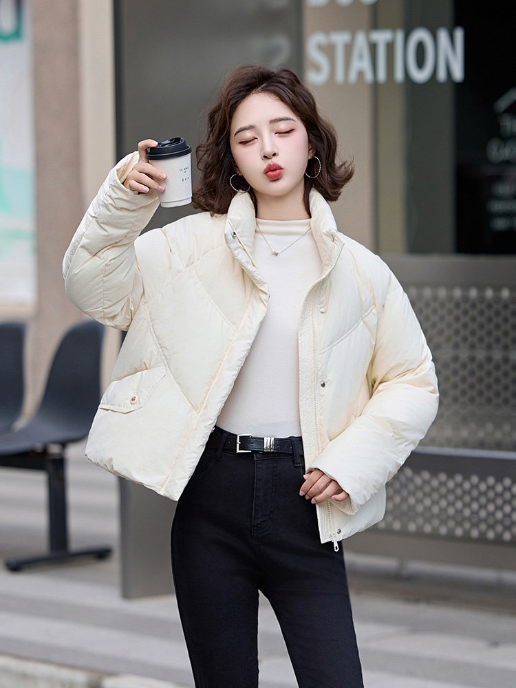 时尚气质女款短款羽绒服冬季保暖轻薄显瘦外套90%白鸭绒填充黑色百搭设计,女装羽绒服,姿衣坊