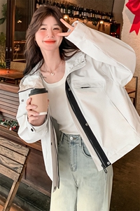 韩版休闲连帽工装短款外套女2025春秋季新款显瘦今年流行夹克上衣图片