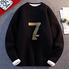 圆领毛衣男冬季加绒加厚2025新款针织衫男宽松慵懒风青少年毛线衣，男装针织衫/毛衣，星座1210-1