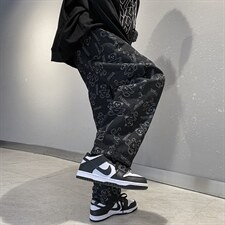 欧美街头hiphop嘻哈满印小熊大码宽松拖地牛仔裤男A071-2022-P50,男装牛仔裤,电商A125