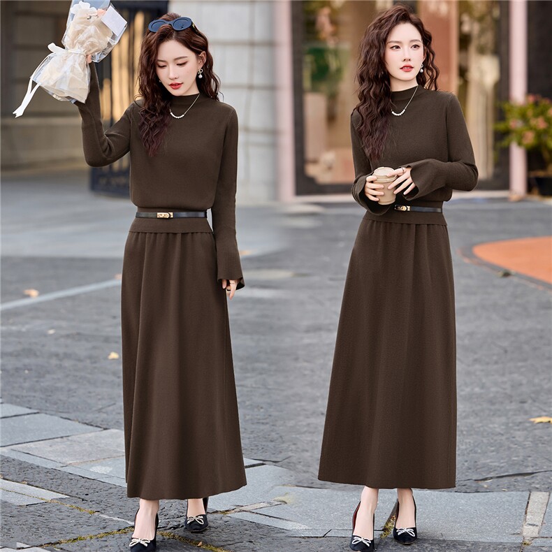 2026年春季时尚潮流赫本风高级感针织两件套套裙，女装套装/套裙，鑫鑫美