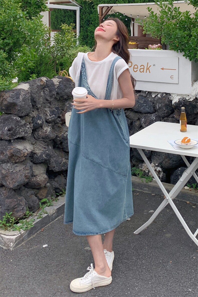 设计感牛仔背带裙裙女2025夏季新款韩系学院风减龄洋气,女装连衣裙,C位