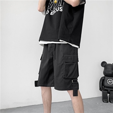 工装短裤男夏季港风宽松阔腿五分裤韩版运动休闲裤DK039-P28，男装休闲裤，星座308B-1