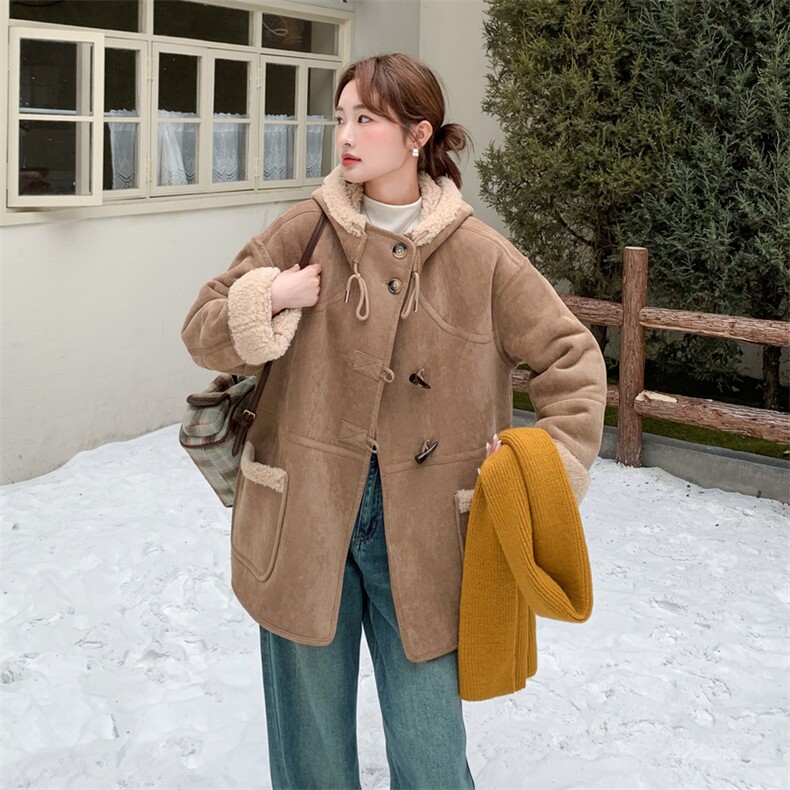 新品大货已出咖色连帽皮毛一体外套2C0323138P195K298,女装棉衣/棉服,2C032