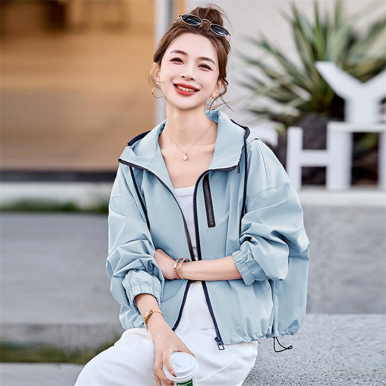 2025年春季新款休闲连帽短款外套女,女装短外套,沁沁公主