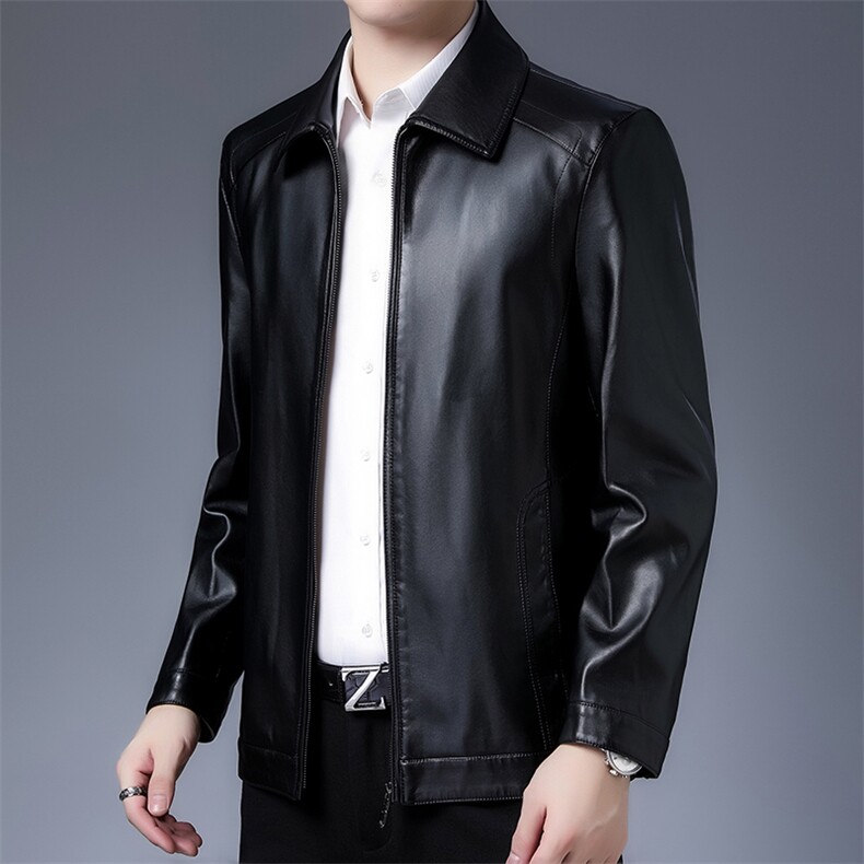 BH802钱塘2020-2中年男士冬季厚款加绒休闲简约皮衣外套P140,男装皮衣,钱塘207-2