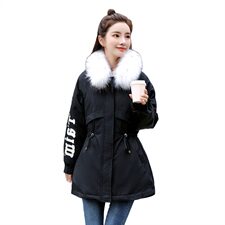 2020年冬季加厚带毛领拉链抽绳收腰显瘦休闲派克服棉衣棉服，女装棉衣/棉服，艾尚靓装
