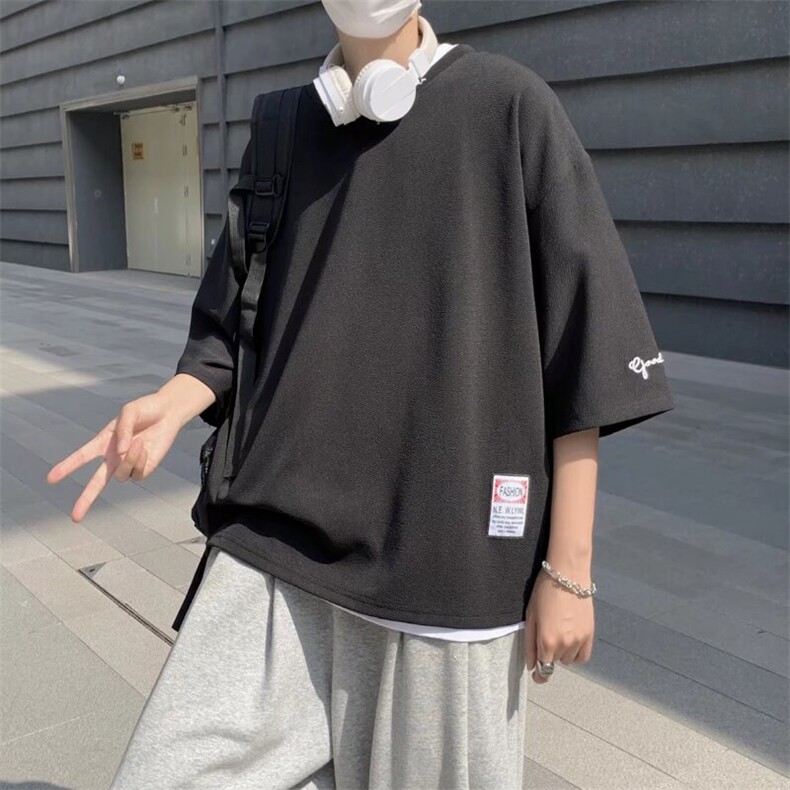 七分袖t恤男夏季薄款短袖港风潮牌宽松休闲大码帅气半袖上衣体恤,男装T恤,星座1210-1
