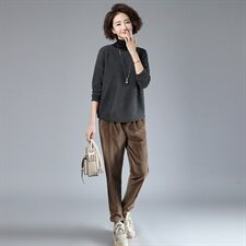 气质显瘦百搭减龄宽松时尚潮流休闲短款减龄柔软舒适，女装套装/套裙，独衣靓