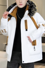 加绒夹克男士外套青年冬季加厚连帽大毛领保暖棉衣男L8757-P98，男装夹克，星座310B-3