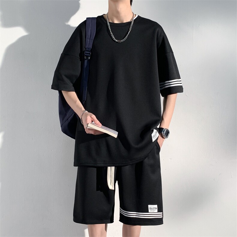 直播品质！2024夏季新款男士珠地圆领短袖套装夏天一套TZP001P70,男装T恤,电商B220