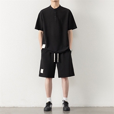 纯色二开TZ25313-特P60短袖T恤男套装夏季学生潮流帅气夏天男装，男装T恤，电商D310B-1