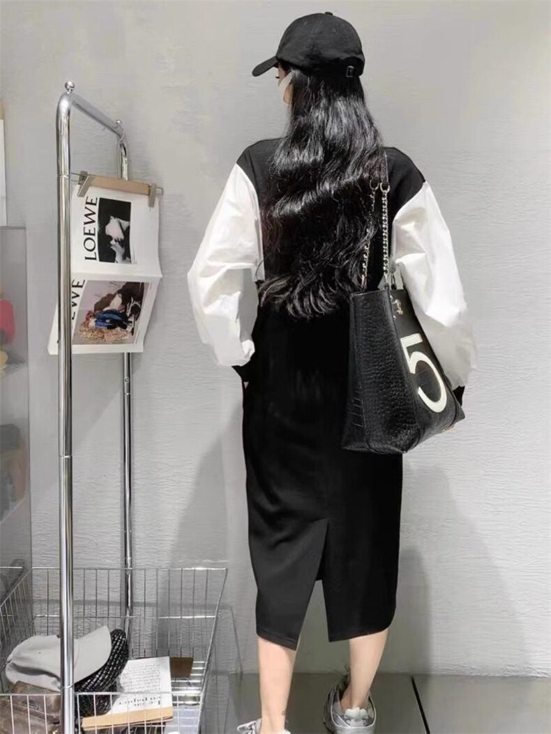 拼接设计连衣裙，女装连衣裙，时代公主