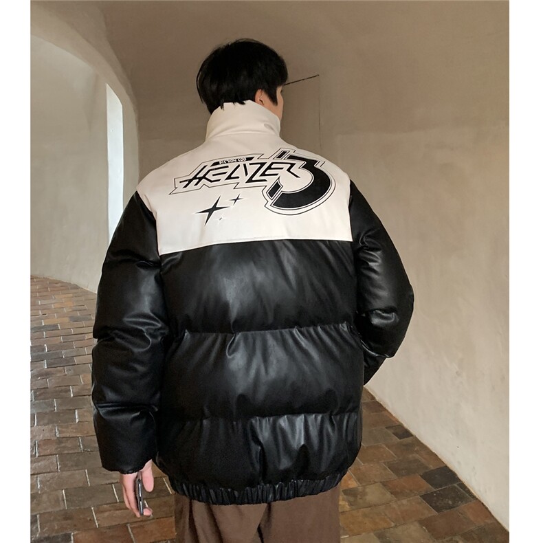 pu皮拼接面包服棉服情侣冬季加厚棉衣加厚外套MY266-P115控158,男装棉衣,电商B370