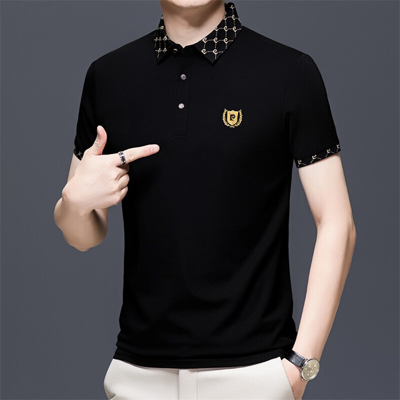 HP5110夏季新款男士T恤衫简约刺绣男士短袖翻领通勤男装,男装T恤,电商B360
