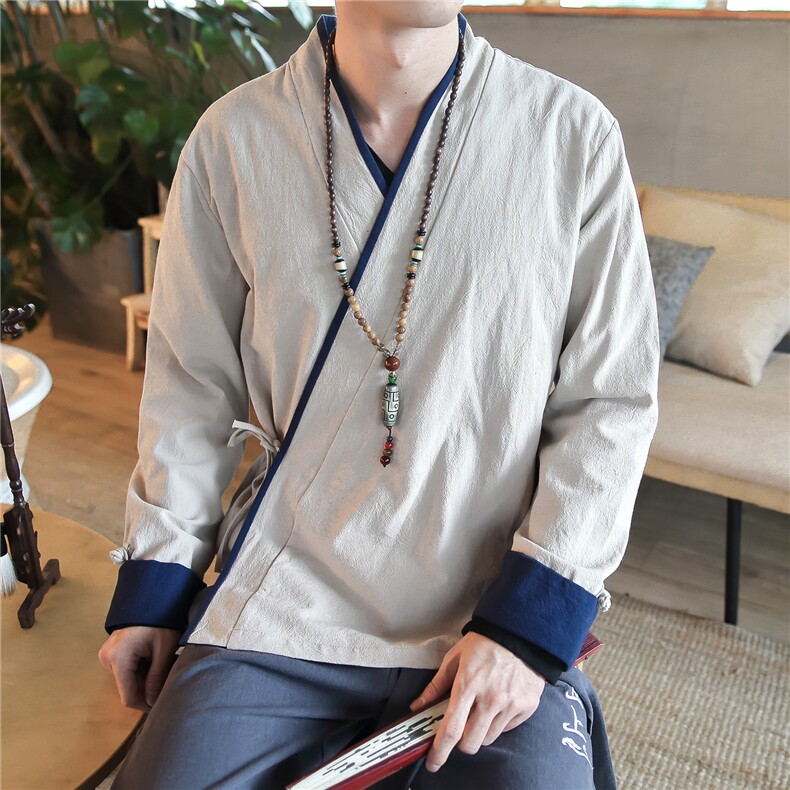 加绒加厚衬衣男风棉麻秋冬款衬衫外套可定制JR89-P80,男装衬衫,星座313B-4（原星座309A-1）