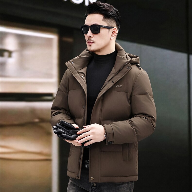 2025新款冬季短款90绒子白鸭绒羽绒服外套中年男装加厚羽绒服夹克图片