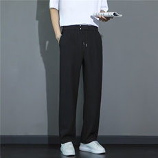 轻熟风系绳纯色西装裤男垂感直筒宽松长裤男小西裤男潮，男装西服套装，星座410-7