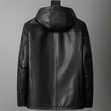 ZC2235秋冬新款羽绒服男牛皮夹克连帽外套可脱卸内胆P650，男装皮衣，电商B360