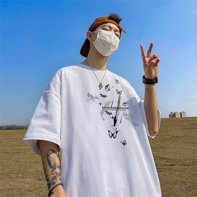 可设48小时发货支持抖音得物来样二开230克重磅美式短袖t恤MT342,男装T恤,电商A486
