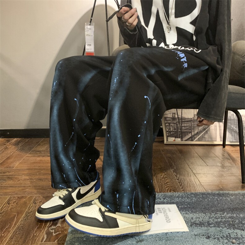 2024春新款个性撞色扎染宽松抽绳束脚休闲运动裤KZ10-P55控79,男装休闲裤,星座914-3