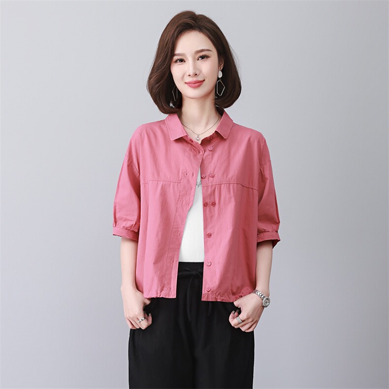 时尚宽松大码女装衬衫舒适透气百搭短袖衬衣,女装衬衫,3200格调